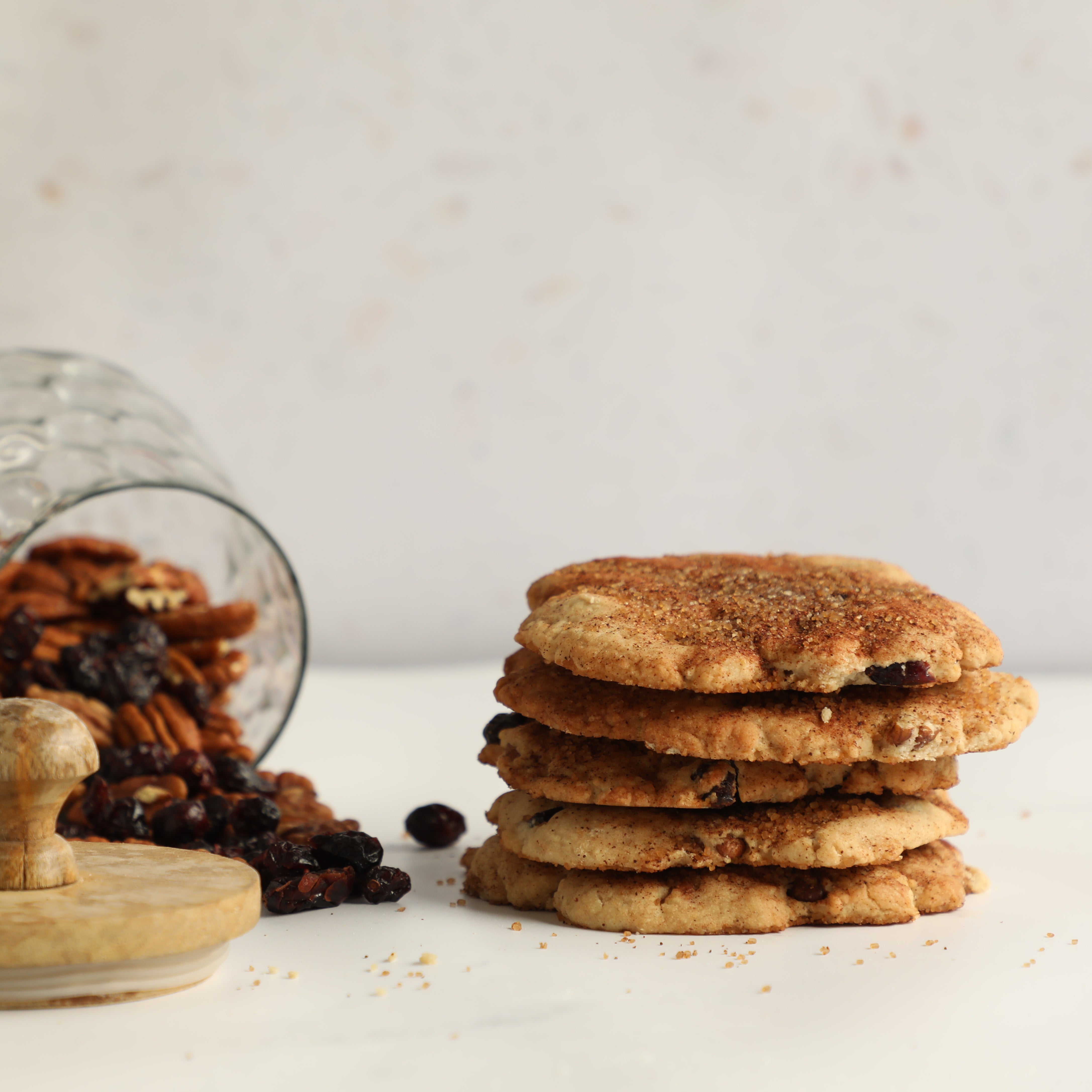 Sourdough Spelt Pecan-Craisin-Cinnamon Cookies